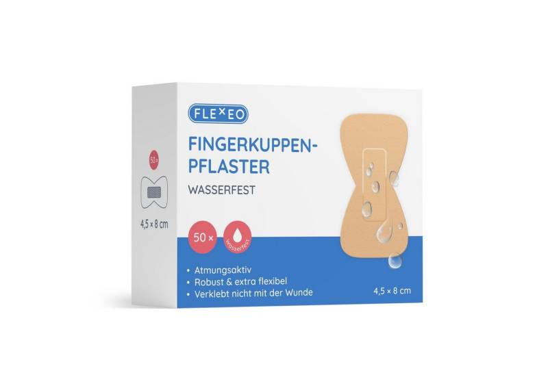 FLEXEO Wundpflaster Fingerkuppenpflaster (50 St), wasserfest beige, 4,5x8cm von FLEXEO