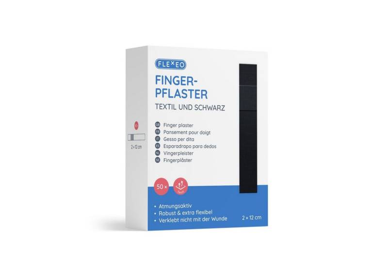 FLEXEO Wundpflaster Fingerpflaster (50 St), Textil schwarz, 2cmx12cm von FLEXEO