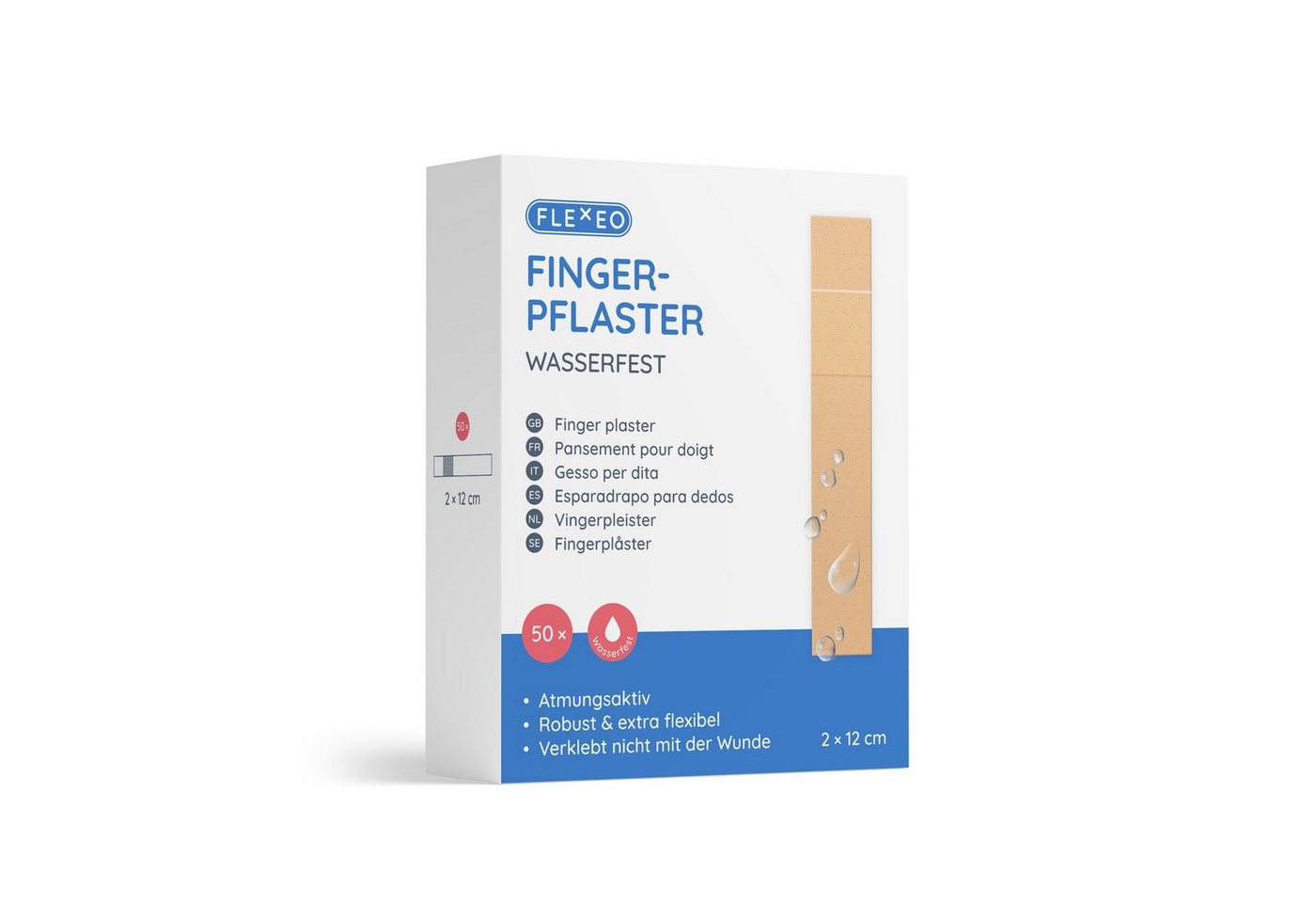 FLEXEO Wundpflaster Fingerpflaster (50 St), wasserfest beige, 2cmx12cm von FLEXEO