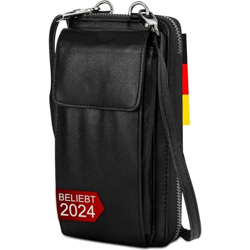 FLEXIBILITE® Handytasche zum Umhängen aus echtem Leder I EXTRA leicht 220 g mit RFID I Handy Portemonnaie Tasche für Damen und Herren I Handytasche mit Geldbörse zum Umhängen [2024] von FLEXIBILITE