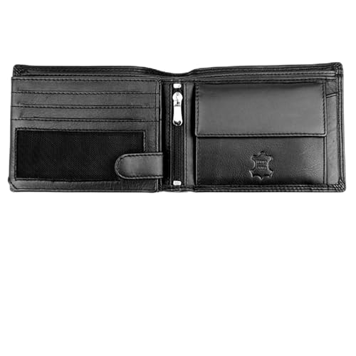 FLEXIBILITE® Herren Geldbörse Nappa Leder schwarz RFID Schutz [2025] – Portemonnaie – Geldbeutel – 12 Monate GARANTIE – 8 Kartenfächer – Kartenetui Doppelnaht – Geschenkbox von FLEXIBILITE