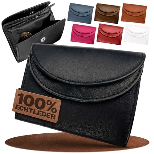 FLEXIBILITE®️ Kleines Portemonnaie Damen Leder [2025] - Mini Geldbörse Herren RFID Schutz (Für 2 Kartenfächer) - Geldbeutel Damen - Kinderportmonee Jungen - Schwarz von FLEXIBILITE