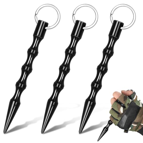 FLEXNOVA 3 Stück Kubotan Selbstverteidigung Waffen Legal Selbstverteidigung Frauen Schlüsselanhänger Self Defense Keychain Selbstverteidigung Set Schwarz Selbstschutz für Frauen Self Defense Weapons von FLEXNOVA
