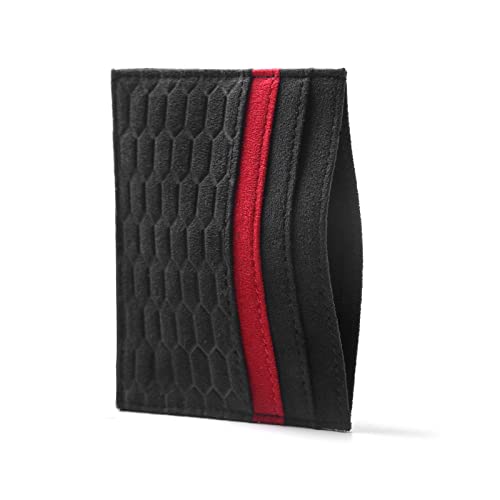 FLG | Alcantara Cardholder Kartenhalter – Slim Wallet für 6 Karten & Geldscheine – Ultraleichtes Portemonnaie für Herren & Damen Schwarz & Rot von FLG FINISH LINE GERMANY
