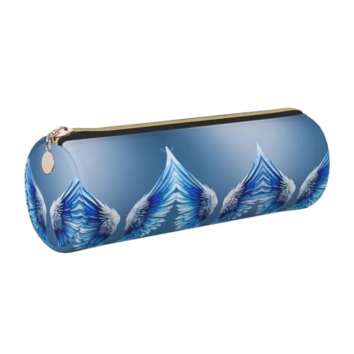 FLGHJNBJN Angel Wing Federmäppchen, niedliches Leder, umweltfreundlich, gekreuztes Leder, glatter Reißverschluss, große Kapazität, Zylindertasche, gold, Einheitsgröße, Kartenhalter von FLGHJNBJN