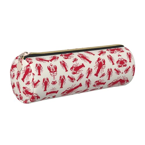 FLGHJNBJN Federmäppchen aus Leder, niedliches Hummer, umweltfreundlich, gekreuztes Leder, glatter Reißverschluss, große Kapazität, Zylindertasche, gold, Einheitsgröße, Kartenhalter von FLGHJNBJN