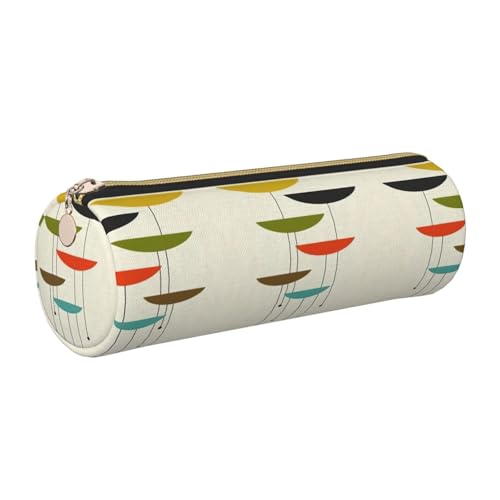 FLGHJNBJN Federmäppchen aus der Mitte des Jahrhunderts, modernes Muster, niedliches Leder, umweltfreundlich, gekreuztes Leder, glatter Reißverschluss, große Kapazität, Zylindertasche, gold von FLGHJNBJN