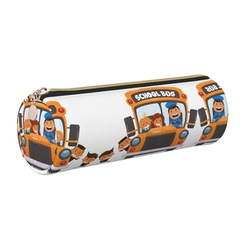 FLGHJNBJN Federmäppchen für Schulbus, niedliches Leder, umweltfreundlich, gekreuztes Leder, glatter Reißverschluss, große Kapazität, Zylindertasche, gold, Einheitsgröße, Kartenhalter von FLGHJNBJN