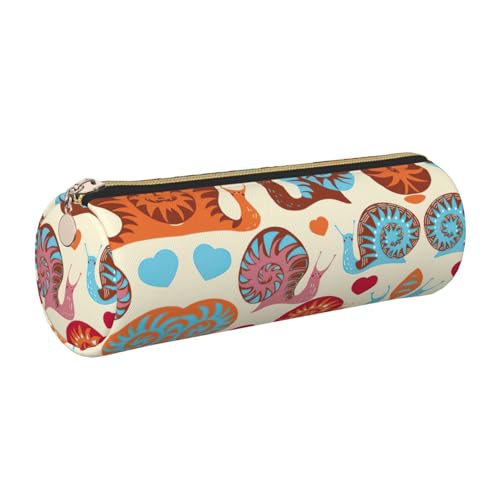 FLGHJNBJN Niedliches Federmäppchen aus Leder, Motiv: Schnecke, umweltfreundlich, gekreuztes Leder, glatter Reißverschluss, große Kapazität, Zylindertasche, gold, Einheitsgröße, Kartenhalter von FLGHJNBJN