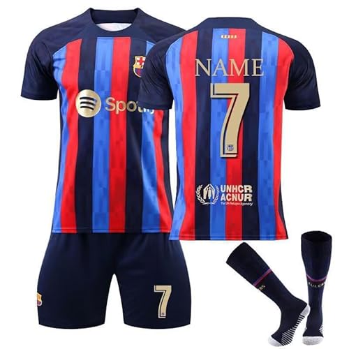 FLGXSTP Personalisiertes Barcelona Football Trikot Kinder Erwachsene Fussball Trikots & Shorts mit GRATIS Name Nummer Fußball Trikot von FLGXSTP