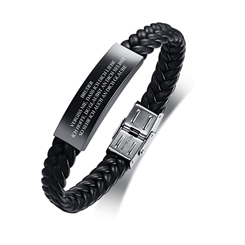 Armband Herren Bruder Geschenke- Schwarze Lederarmbänder Gravur Inspirierend Zitat VERGISS NIE DASS ICH DICH LIEBE Für Männer Jungen von Schwester besten Freund für Graduierung Geburtstag Christmas von FLHEART