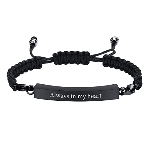 FLHEART Einäscherung Urnen Armband für Asche | Personalisierte Schwarze ID Bar geflochtene Armband, Asche Halter Keepsake Medaillon, maßgeschneiderte Memorial Geschenke für Damen Herren von FLHEART