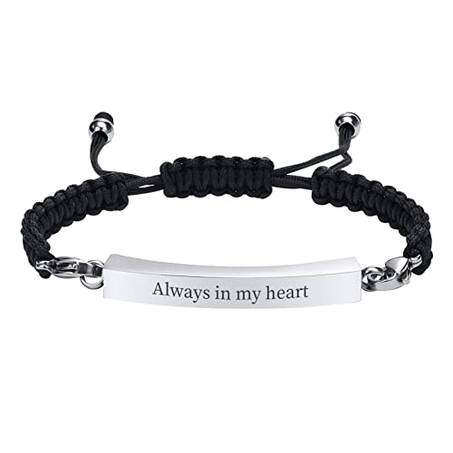 FLHEART Einäscherung Urnen Armband für Asche | Personalisierte Silber ID Bar geflochtene Armband, Asche Halter Keepsake Medaillon, maßgeschneiderte Memorial Geschenke für Damen Herren von FLHEART