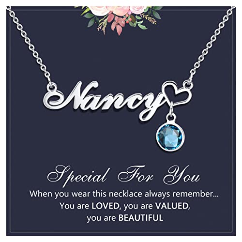 FLHEART Namenskette Damen Halskette Personalisierter Schmuck - Geburtsstein Kette mit Namen Schmuck für Mädchen Personalisierte Geschenke Namen Halsketten für Freundin, Mutter, Schwester von FLHEART