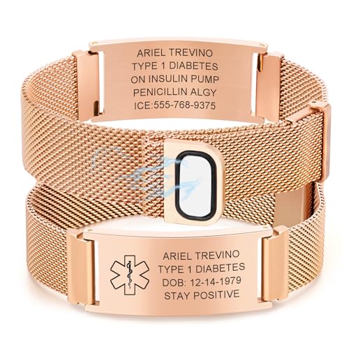 FLHEART Notfallarmband SOS Armband Personalisierte - Verstellbare Edelstahl Medizinisches SOS ID Armband Gravur Allergie Diabetiker Epilepsie Telefonnummer Notfall Armbänder für Erwachsene von FLHEART