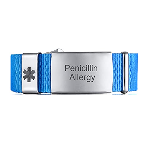 Penicillin Allergy Gravierte medizinische Alarm Armband für Herren Damen | wasserdicht Sport Nylon Armband mit Edelstahl Notfall medizinische ID Tag Armbänder einstellbar 7.1"-8.1" von FLHEART