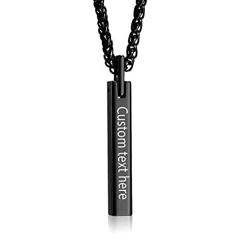 Personalisierte Bar Halskette Herren: Wolframcarbid poliert einfache Name Bar Halskette, Geschenk für Vater Papa Freund Ehemann für Geburtstag Jahrestag,24" Rolo Kette,Schwarz Personalisierte Bar Halskette Herren: Wolframcarbid poliert einfache Name Bar Halskette, Geschenk für Vater Papa Freund Ehemann für Geburtstag Jahrestag,24" Rolo Kette,Schwarz von FLHEART