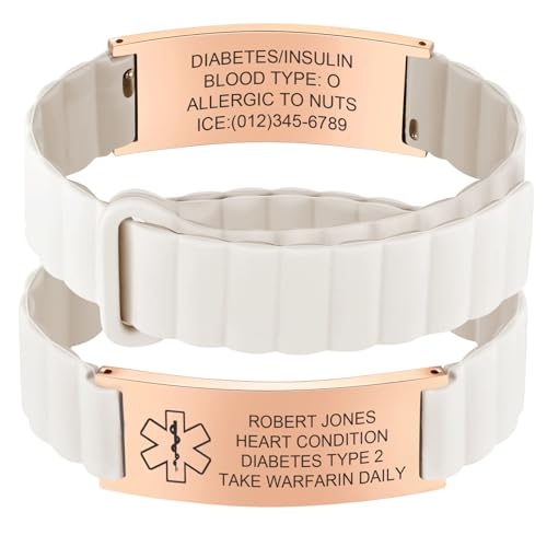 FLHEART Personalisiertes Notfallarmband Herren Damen - Wasserfest Silikon Sport SOS Armband mit Gravur Name Telefonnummer Diabetes Allergie Epilepsie, Medizinisches Notfall Armbänder für Erwachsene von FLHEART