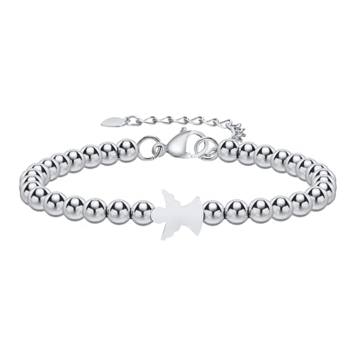 Schutzengel Armband Silber Damen - Edelstahl Armschmuck Verstellbare 16+5cm Schutzengel Armbänder Bracelet Women Geschenke für Frauen Mädchen Geburtstag von FLHEART