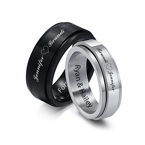 Sein und Ihr personalisiertes Paar Ringband Custom Graving Spinner Ring Sets Matching Ehering Bands Engagement Promise Ring für Herren Damen,Geschenk Für Ehemann Frau von FLHEART