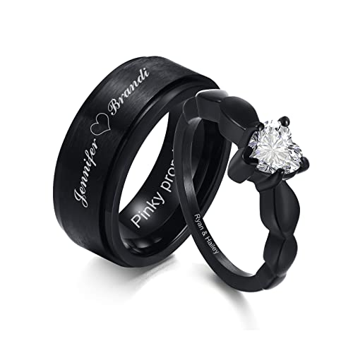 Seine und Ihr personalisiertes Paar Ringband Custom Graving Spinner Ring Sets Matching Hochzeitsbänder Engagement Vertrauensring Für Herren Damen er und sie von FLHEART