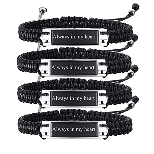 FLHEART Urnen Armband für Asche | 4 Stück personalisierte kundenspezifische Edelstahl ID Bar geflochtene Armband für Asche Halter Keepsake Medaillon für Damen Herren, Einäscherung Sschmuck von FLHEART