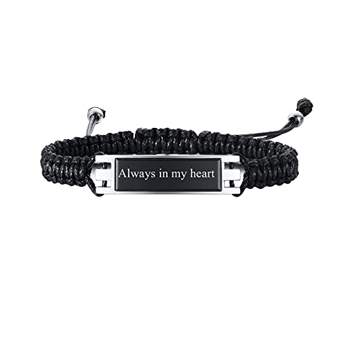Urnen Armband für Asche | Personalisierte Customized Edelstahl ID Bar geflochtene Armband für Asche Halter Keepsake Medaillon für Damen Herren Gedenkarmband für Asche, Einäscherung Sschmuck von FLHEART