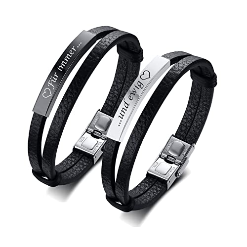 Partner Armbänder Freundschaftsarmband Herren Damen - Verstellbare Lederarmbänder Graviert Für immer und ewig für Männer Frauen Geschenk Für Geburtstag Abschlussfeier Bester Freund Partner Armbänder von FLHEART