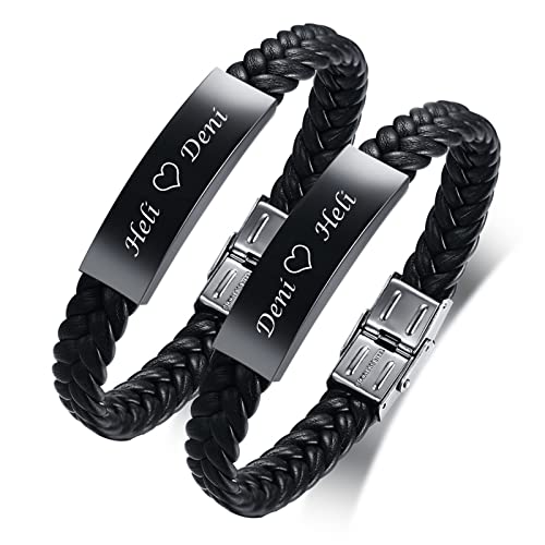 Partner Armbänder Freundschaftsarmband Herren Damen - Verstellbare Lederarmbänder für Männer Frauen Geschenk Für Geburtstag Abschlussfeier Personalisierte Armbänder für Partner und Bester Freund von FLHEART