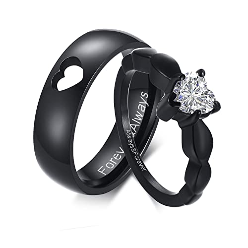 Personalisierte Paar Ringe : Gravierte Edelstahl Seine und ihre passende Versprechen Ehering Set für Herren Damen,Geschenke zum Valentinstag Jahrestag Verlobung für Sie und Ihn Individueller Name von FLHEART
