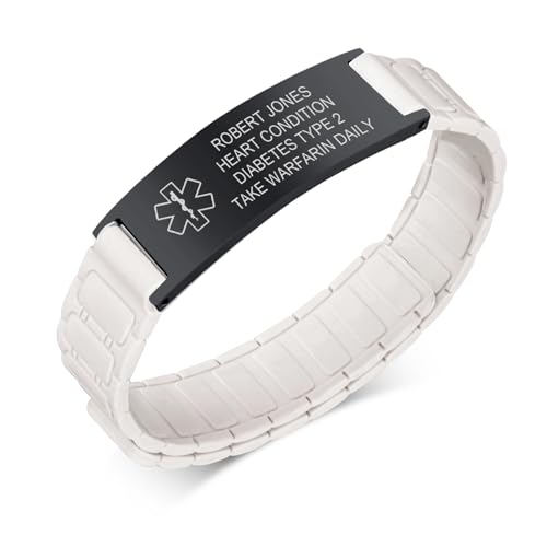 Personalisiertes Notfallarmband SOS Armband Kinder - Wasserfest Silikon Anti Verloren Armbänder mit Gravur Name Telefonnummer für Kinder, Sicherheitsarmband Medizinische Armband für Mädchen, Hellbraun von FLHEART