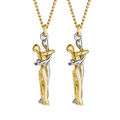 Valentinstag Zärtliche Umarmung Halskette | 2 Stück Kuscheln Paar-Schmuck Für Ihn Sie Für Weihnachten Neujahr Valentinstag Paar Umarmung Halskette Für Frauen Herren Freund Freundin, Kabelkette von FLHEART