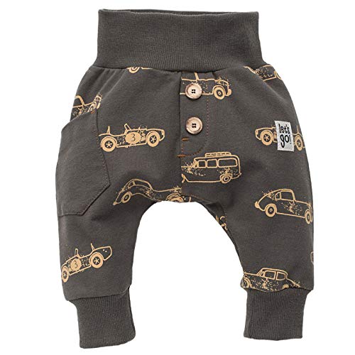 FLIKEFASHION-PINOKIO OLD CARS Baby-Jungen Lose Hosen, elastisch an der Taille, 100% Baumwolle, Hergestellt in EU, Dunkelgrau, 68 von Pinokio