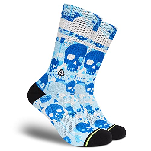 FLINCK Socken Delft Blue Skull Camo - Crossfit-Socken, Laufsocken, Fitness-Socken, Fahrradsocken mit nahtlosem Zehenverschluss 39-41 von FLINCK