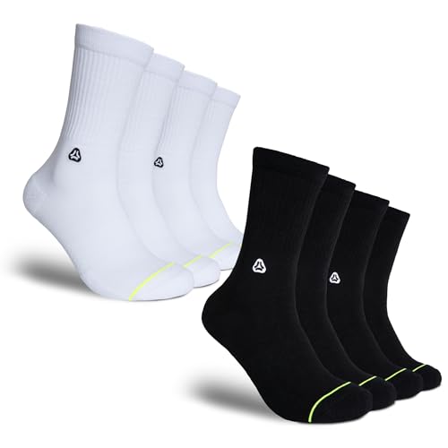 FLINCK Essentials Schwarz-Weiß Sportsocken – Nahtlos & Atmungsaktiv | Für intensive Workouts | Unisex | Größe 42-44 (L) | 4 Paar von FLINCK