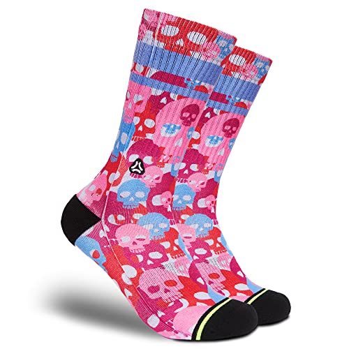 FLINCK Socken Pink Skull Camo 1 Paar - Crossfit-Socken, Laufsocken, Fitness-Socken, Fahrradsocken mit nahtlosem Zehenverschluss 36-38 von FLINCK