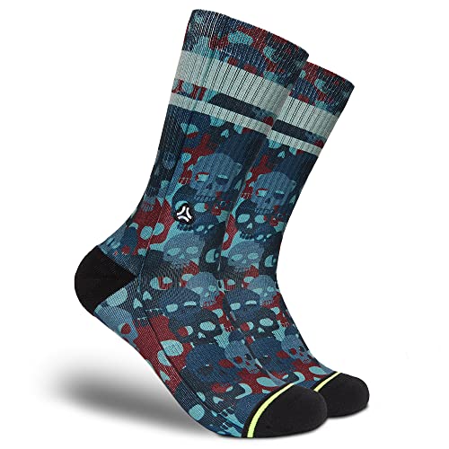 FLINCK Socken Red Blue Skull Camo - Crossfit-Socken, Laufsocken, Fitness-Socken, Fahrradsocken mit nahtlosem Zehenverschluss 36-38 von FLINCK