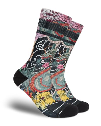 FLINCK Sportsocken Irezumi Socken 1 paar - Crossfit-Socken, Laufsocken, Fitness-Socken, Fahrradsocken mit nahtlosem Zehenverschluss (45-48) von FLINCK