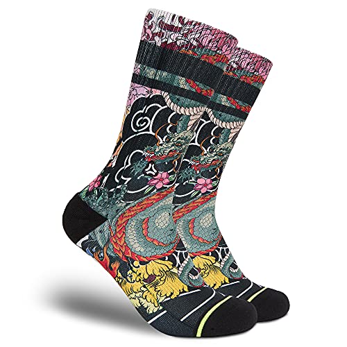 FLINCK Sportsocken Irezumi Socken 1 paar - Crossfit-Socken, Laufsocken, Fitness-Socken, Fahrradsocken mit nahtlosem Zehenverschluss (42-44) von FLINCK