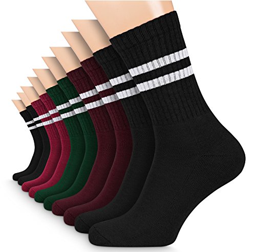 FLINK Herren Damen Crew Socks Socken mit Streifen Baumwolle (DE/NL/SE/PL, Numerisch, 47, 50, Regular, Regular, Mehrfarbig | 5 Paar) von FLINK