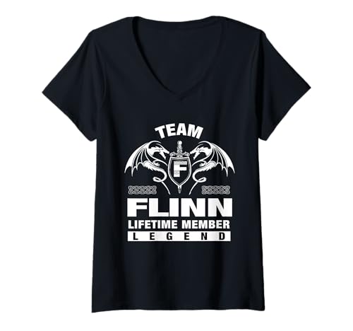 Damen Team Flinn - Lebenslange Mitgliedsgeschenke T-Shirt mit V-Ausschnitt Damen Team Flinn - Lebenslange Mitgliedsgeschenke T-Shirt mit V-Ausschnitt von FLINN FAMILY Idea Gifts