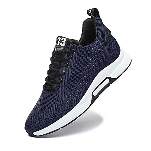 Aufzug Schuhe Herren 2.36 Zoll Wanderschuhe Atmungsaktiv Schnürhalbschuhe Bequeme Mode Freizeitschuhe Blau 39 von FLIOZY