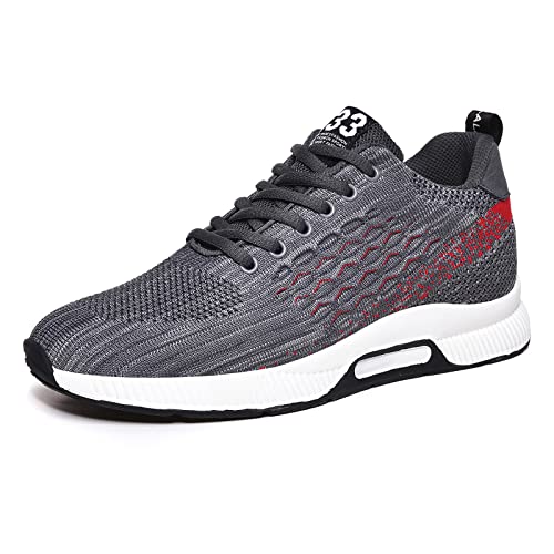 Aufzug Schuhe Herren 2.36 Zoll Wanderschuhe Atmungsaktiv Schnürhalbschuhe Bequeme Mode Trainer Freizeitschuhe Grau 38 von FLIOZY