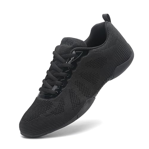 Cheerleading Schuhe Mädchen Damen Cheer Schuhe Dance Sneaker Gymnastik Training Tanzschuhe Jazz Yoga Sportschuhe Walkingschuhe Schwarz 33 von FLIOZY