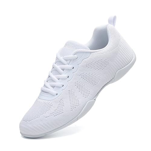 Cheerleading Schuhe Mädchen Damen Cheer Schuhe Dance Sneaker Gymnastik Training Tanzschuhe Jazz Yoga Sportschuhe Walkingschuhe Weiß 30 von FLIOZY