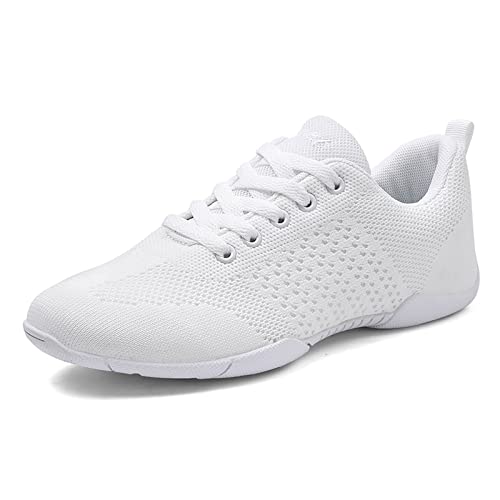 Damen Cheerleading Schuhe Mädchen Leicht Atmungsaktiv Cheer Schuhe Drinnen Team Tanzschuhe Training Schuhe Weiß 41 von FLIOZY