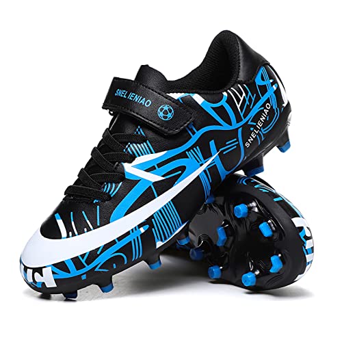 FLIOZY Fußballschuhe Kinder Soccer Trainingsschuhe Jungen Professionelle Athletics Leicht Sportschuhe Jugendliche Outdoor Football Schuhe Blau Stollen 30 von FLIOZY