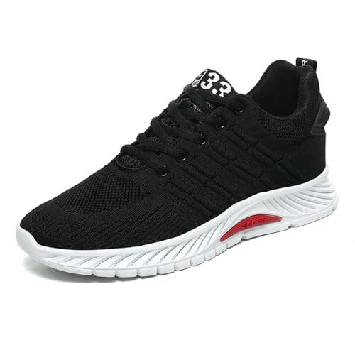 Herren Elevator Sneaker – 6 cm Unsichtbare Erhöhung, Leichte und Atmungsaktive Sportschuhe mit Rutschfester Sohle, Versteckte Erhöhung für Alltag und Freizeit Schwarz 43 EU von FLIOZY