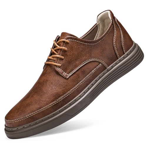 FLIOZY Herren Unsichtbare Erhöhungsschuhe: Leder Elevator Schuhe – 6,5 cm Größer Höhe Casual Sneaker – Atmungsaktiv Bequem Dress Oxford von FLIOZY
