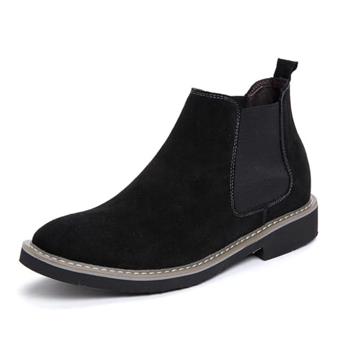 Herren und Damen Höhe Erhöhende Chelsea Boots - 15 cm Unsichtbarer Absatz, Wildleder Slip-On Elevator Stiefeletten, Bequeme Elegante Schuhe für Freizeit und Büro von FLIOZY